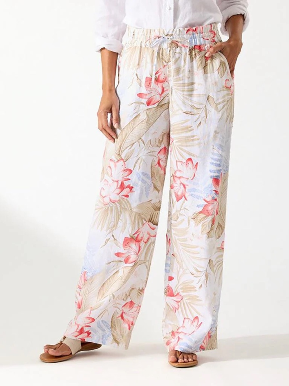 🌺 Tommy Bahama Floral Wide Leg Linen Pant